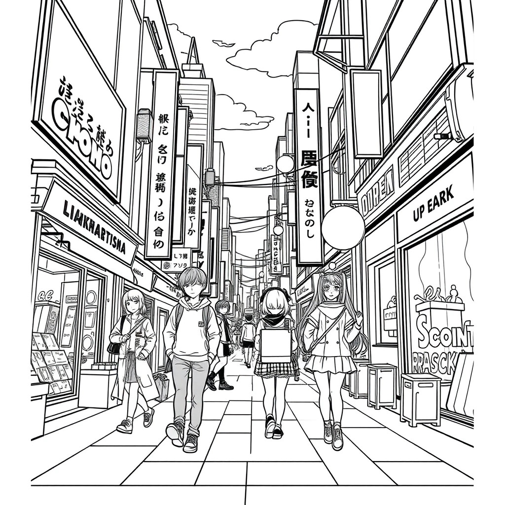 Anime coloring page preview