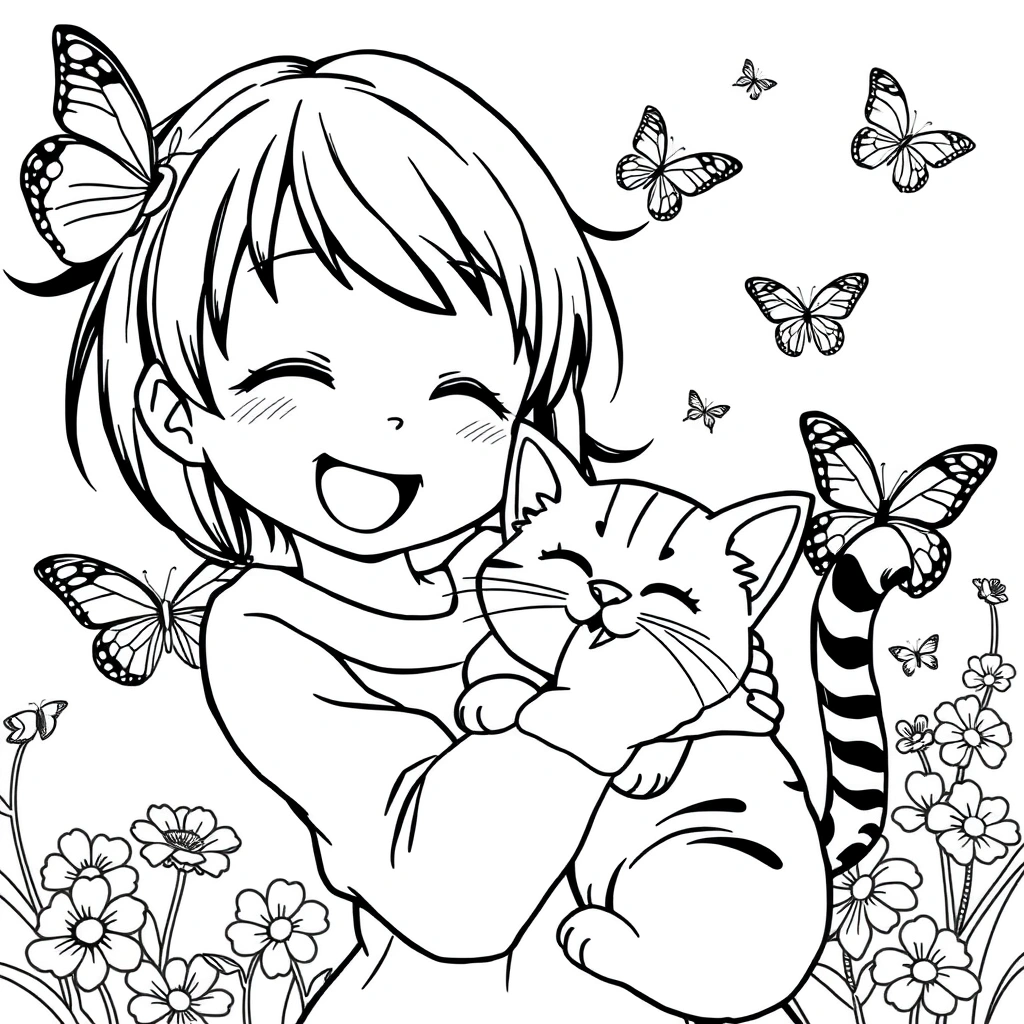 Anime Girl coloring page preview