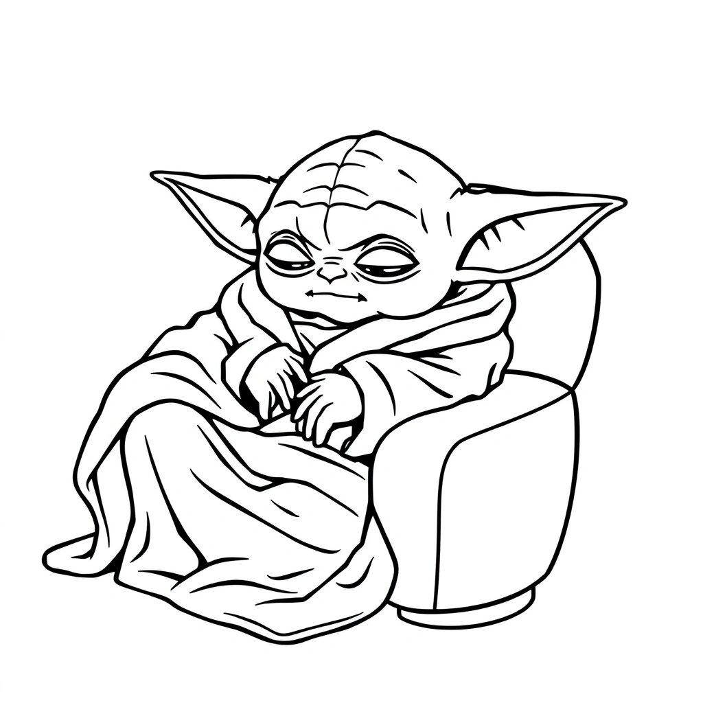 Baby Yoda coloring page preview