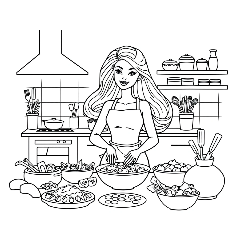 Barbie coloring page preview