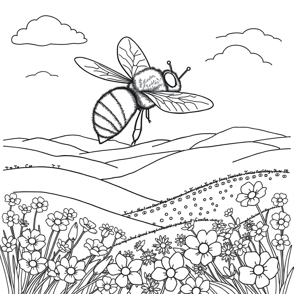 Bee coloring page preview