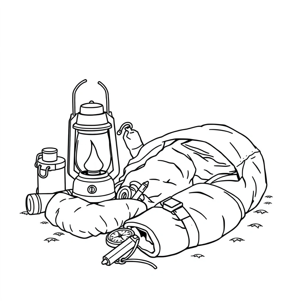 Camping coloring page preview