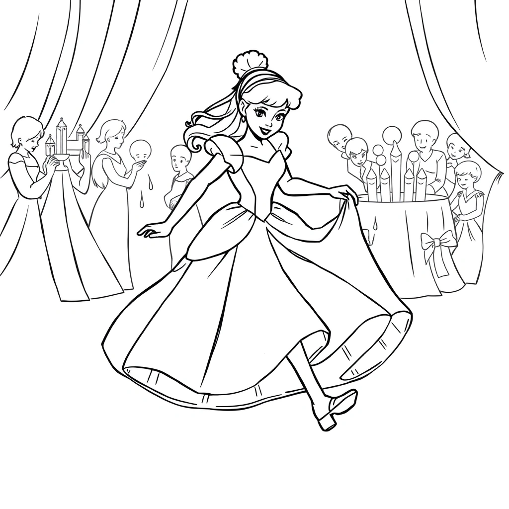 Cinderella coloring page preview