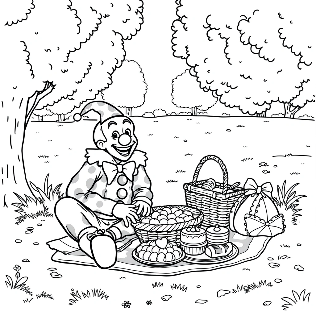 Clown coloring page preview