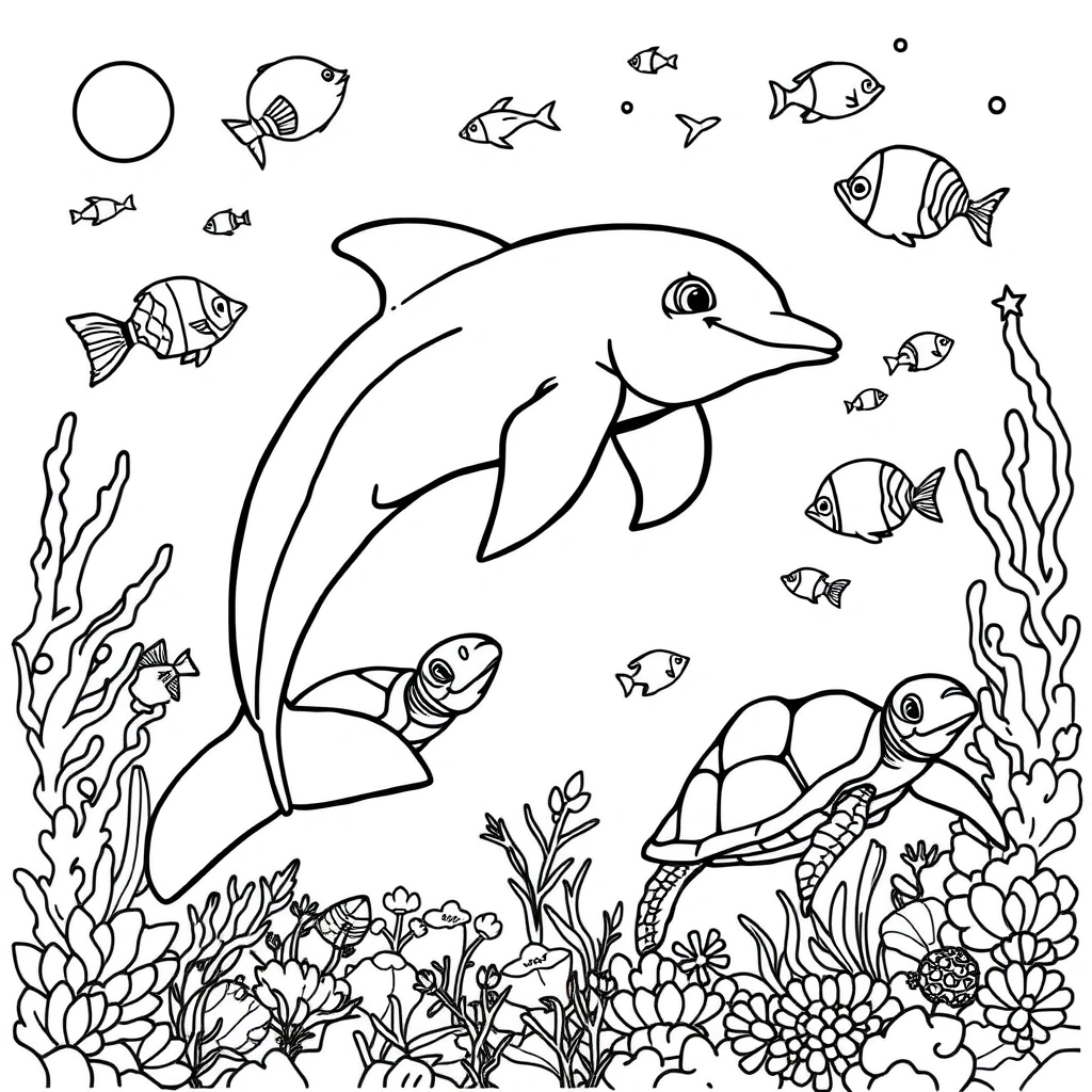 Dolphin coloring page preview