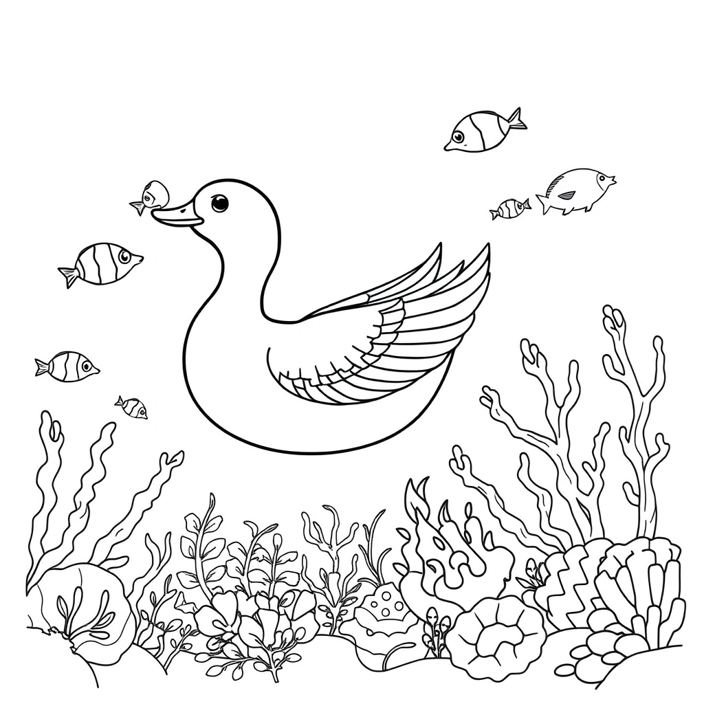 Duck coloring page preview