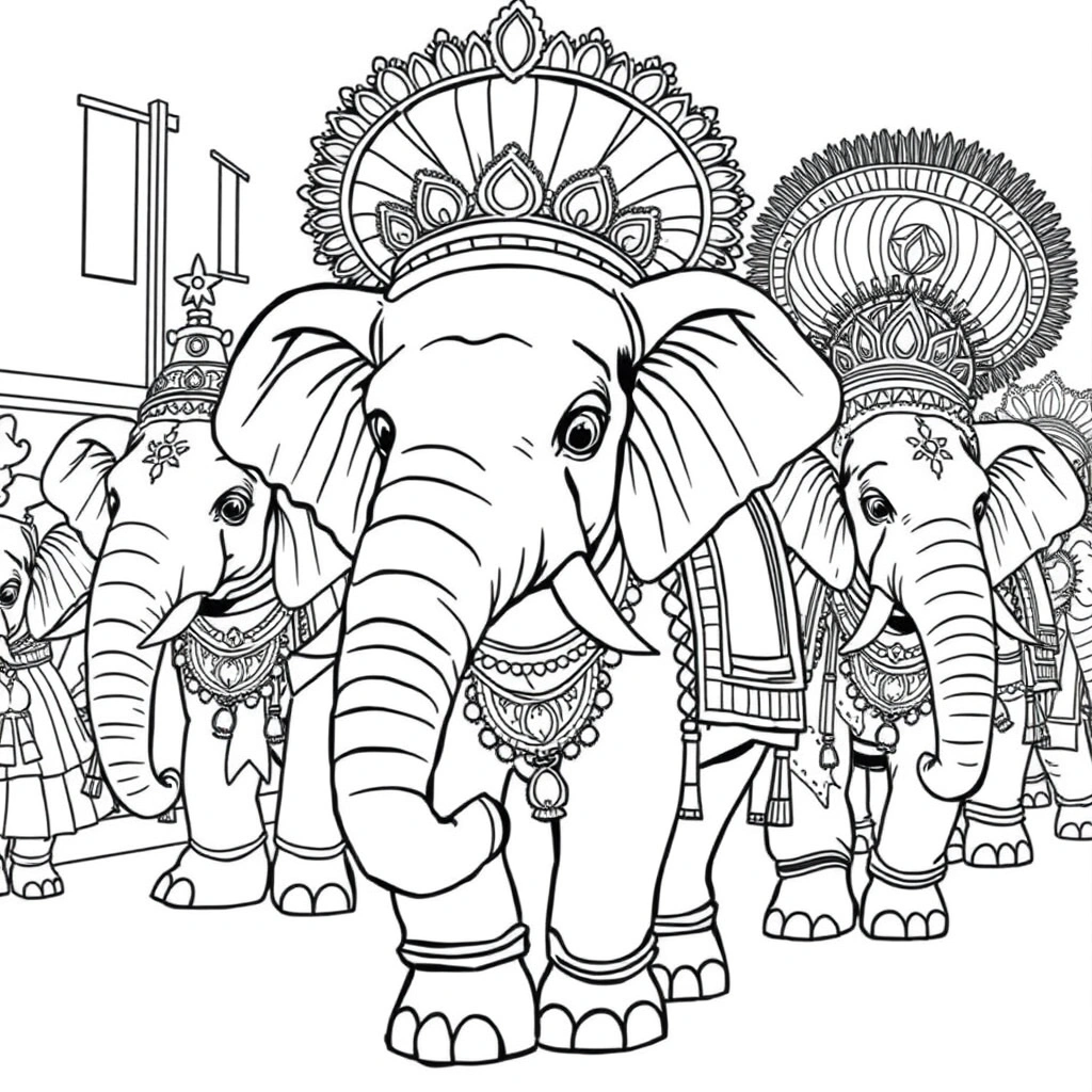 Elephant coloring page preview