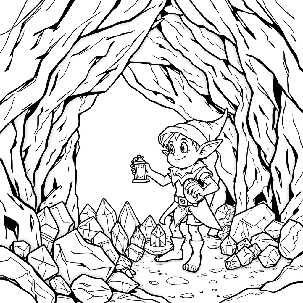 Elf coloring page preview