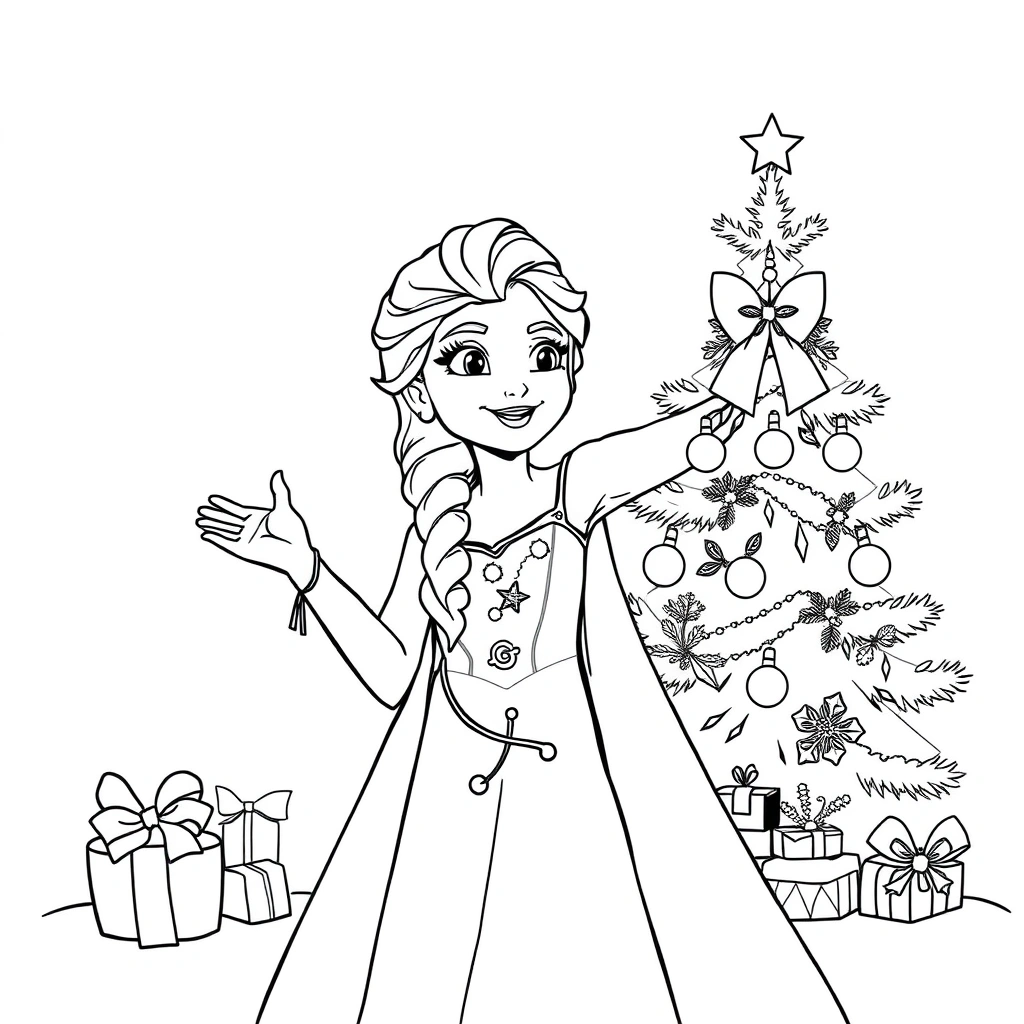 Elsa coloring page preview