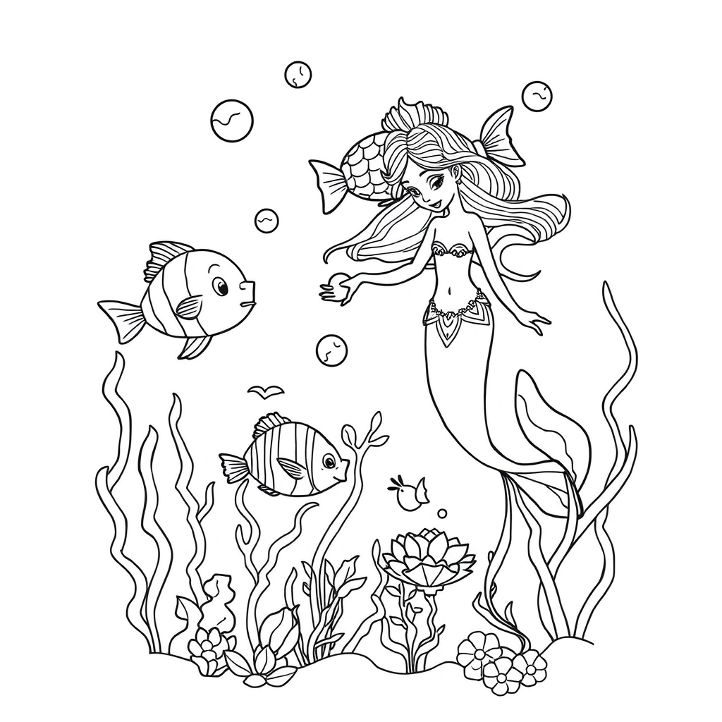 Fish coloring page preview