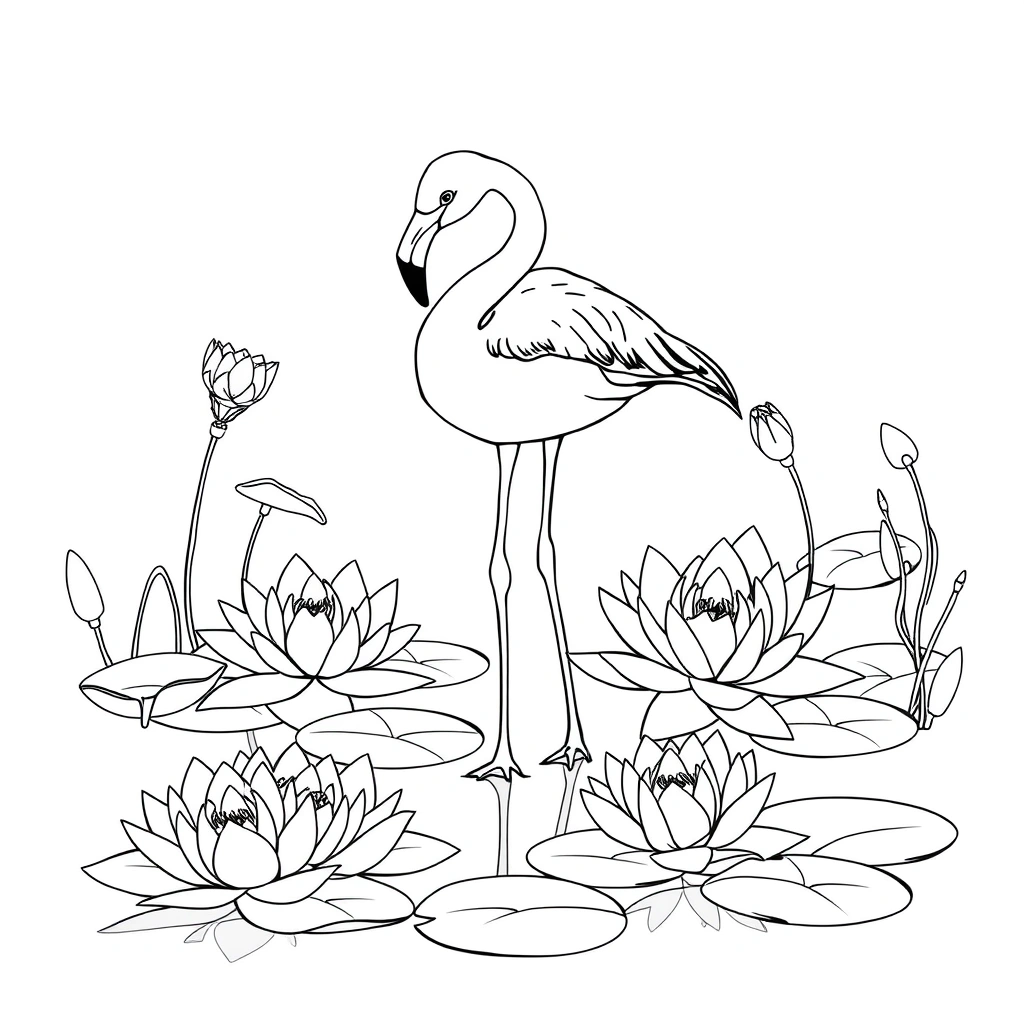 Flamingo coloring page preview