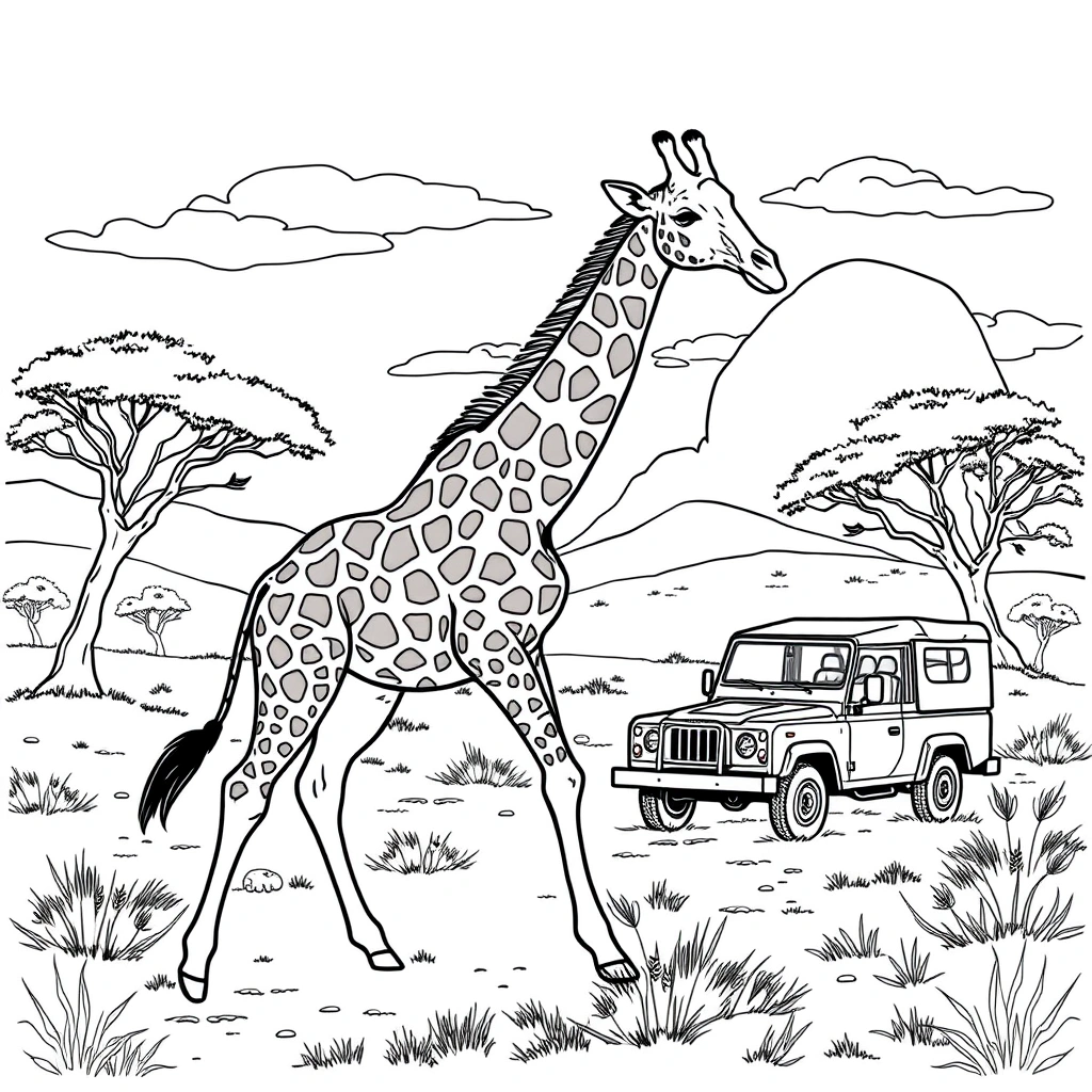 Giraffe coloring page preview