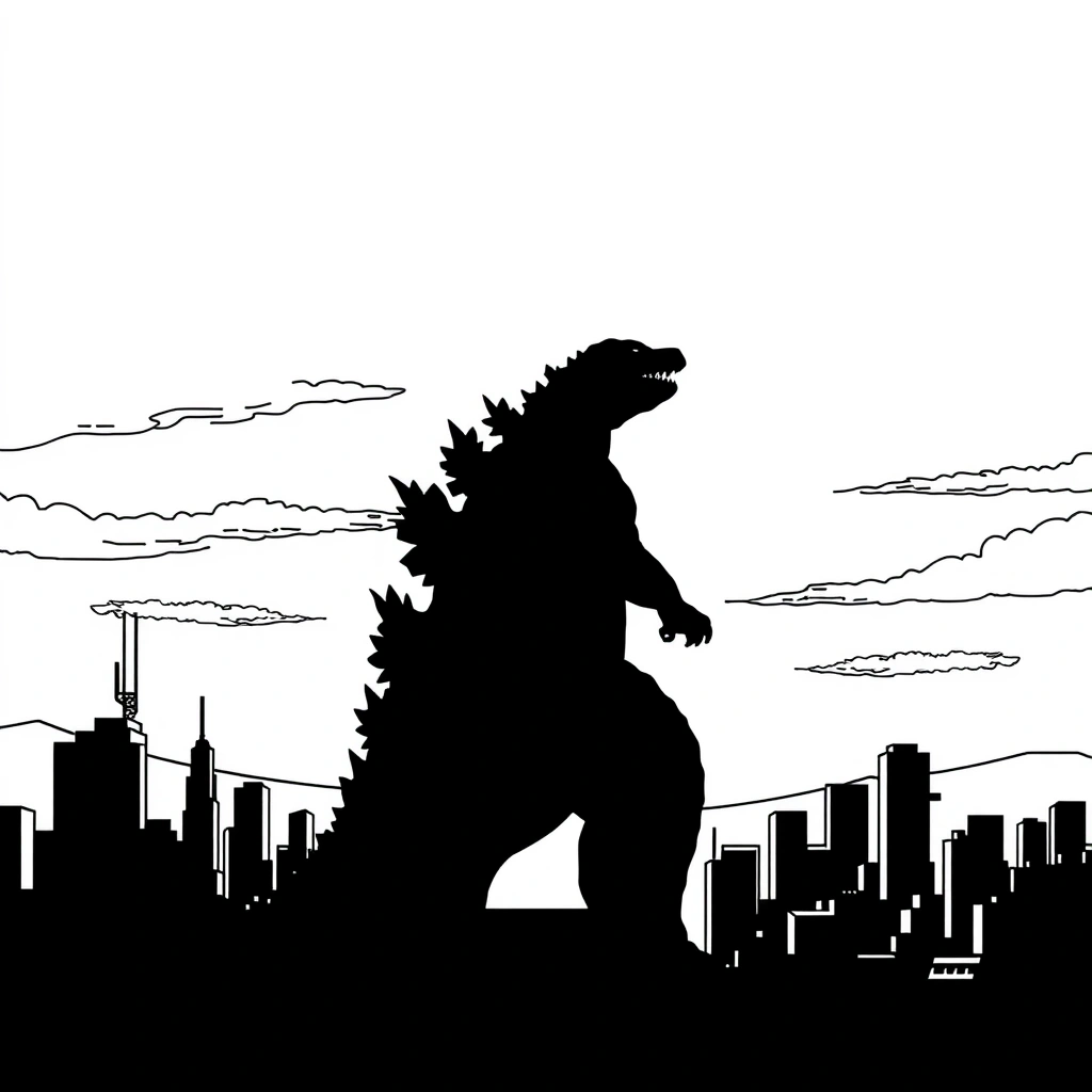 Godzilla coloring page preview