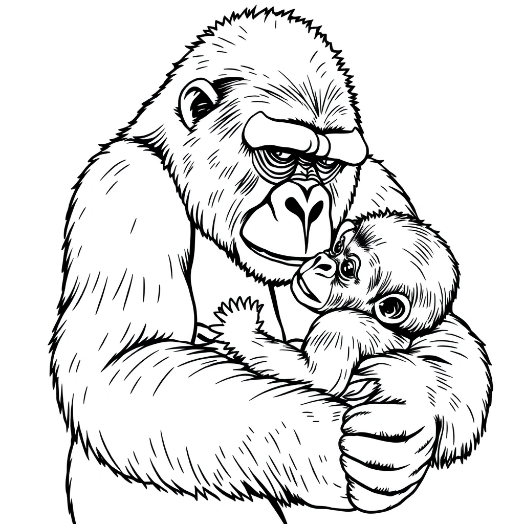 Gorilla coloring page preview