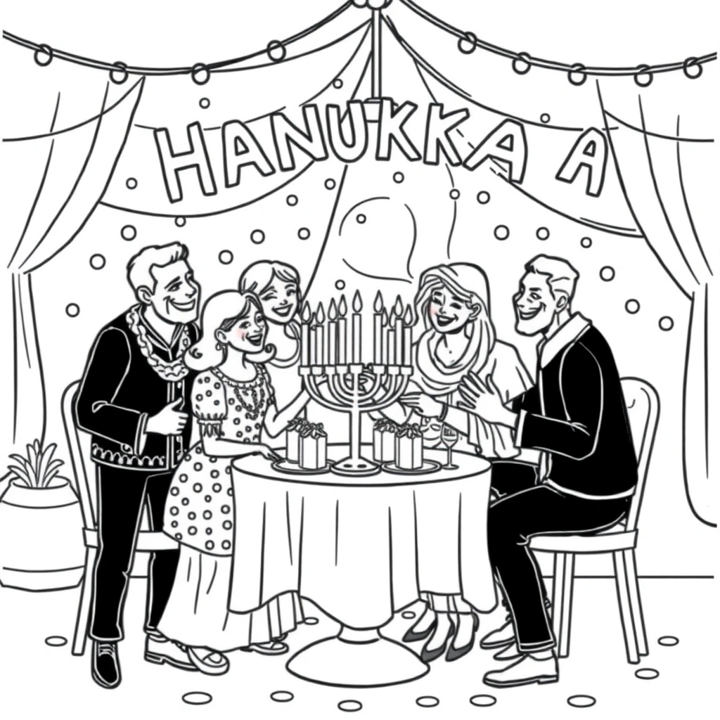 Hanukkah coloring page preview