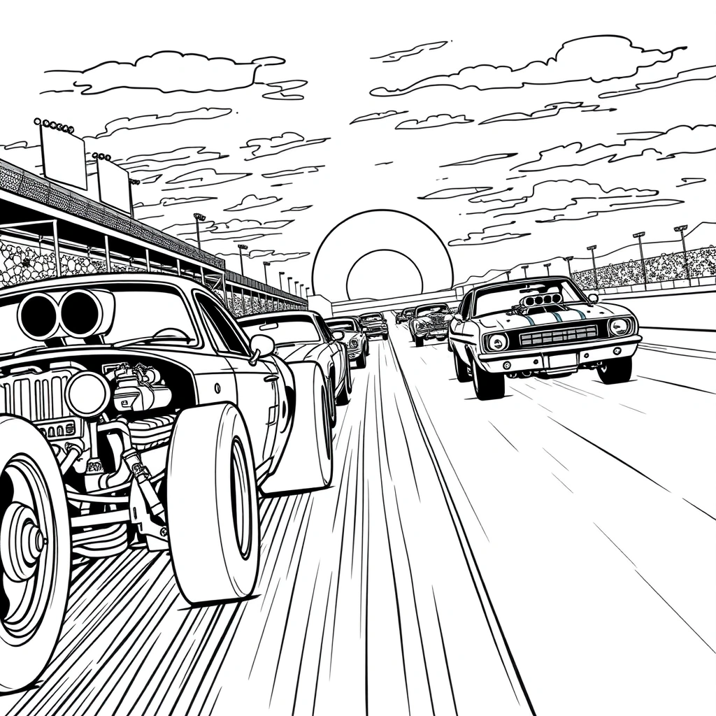 Hot Wheels coloring page preview