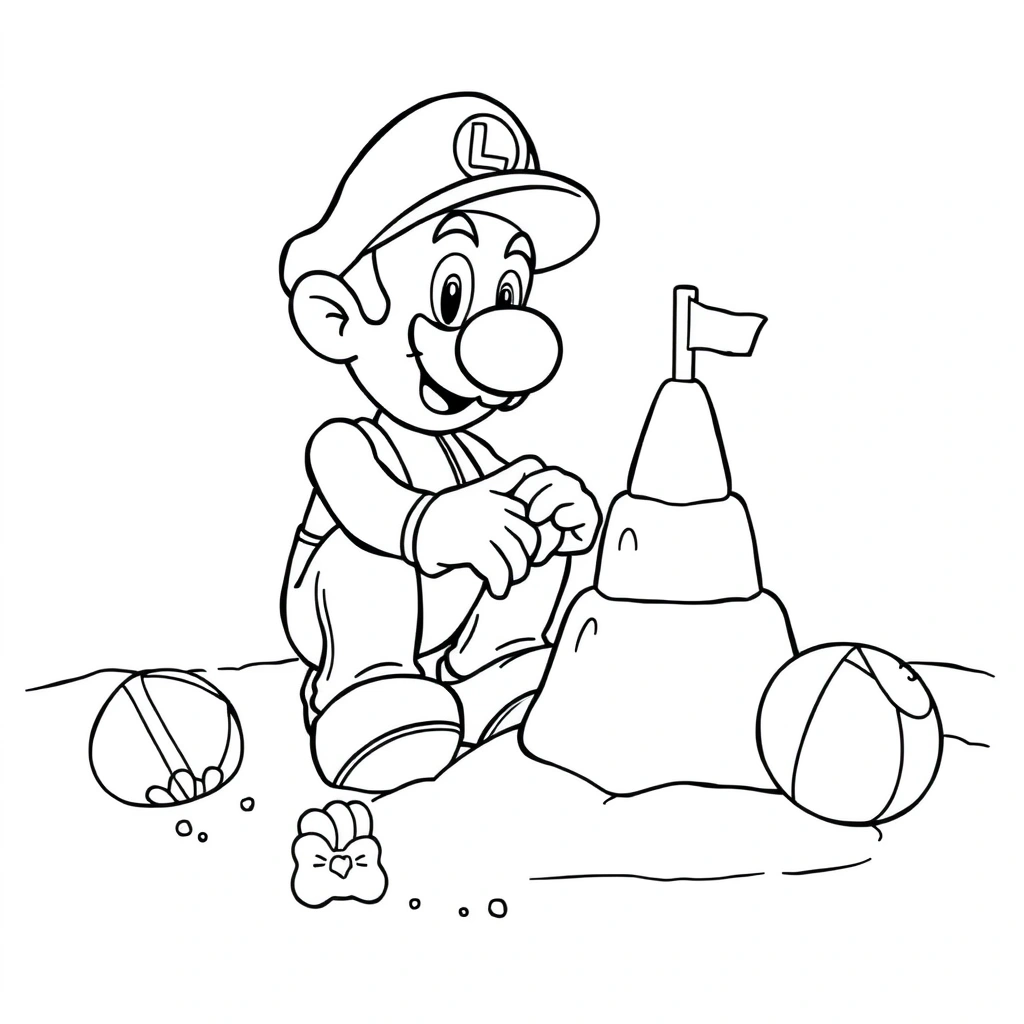 Luigi coloring page preview