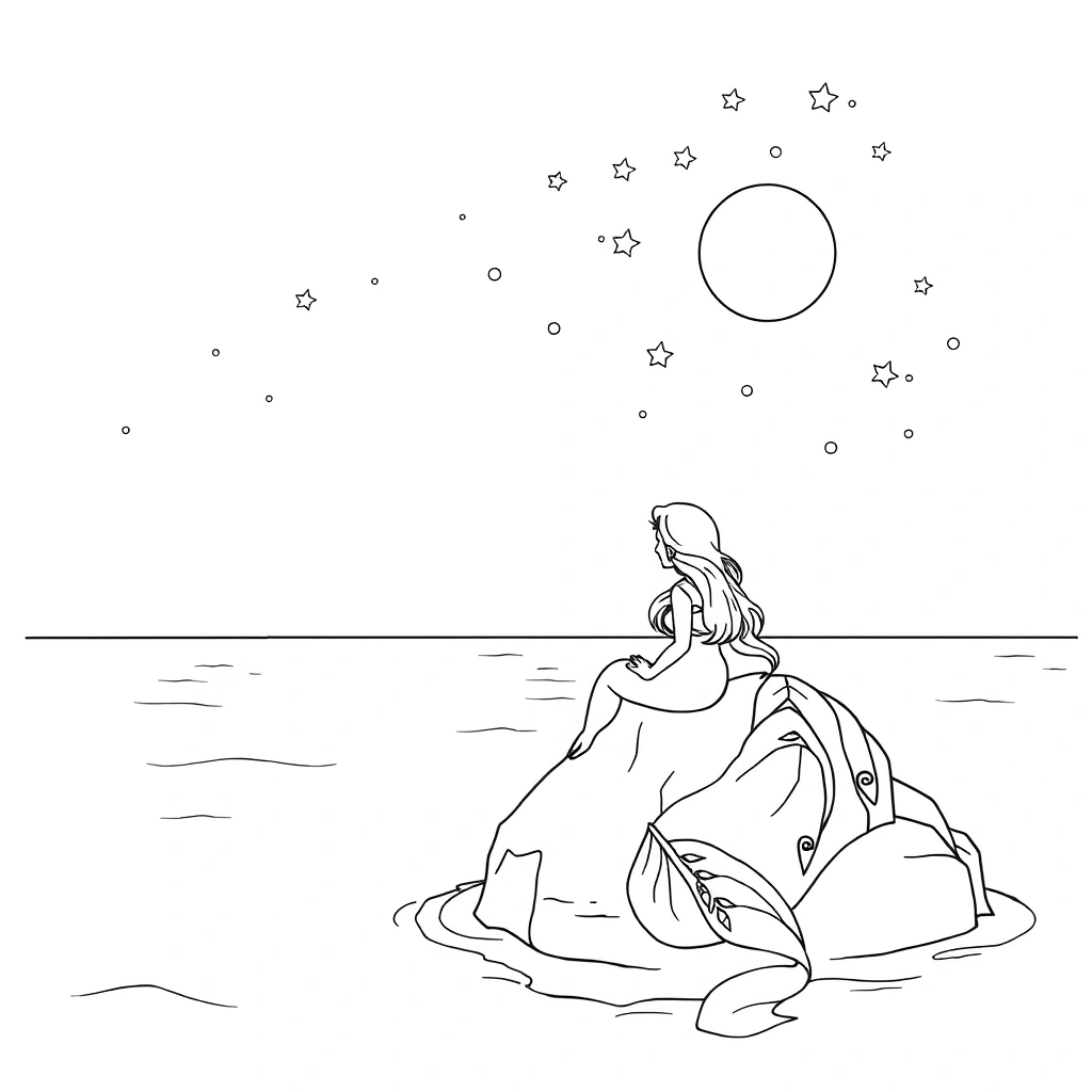 Mermaid coloring page preview