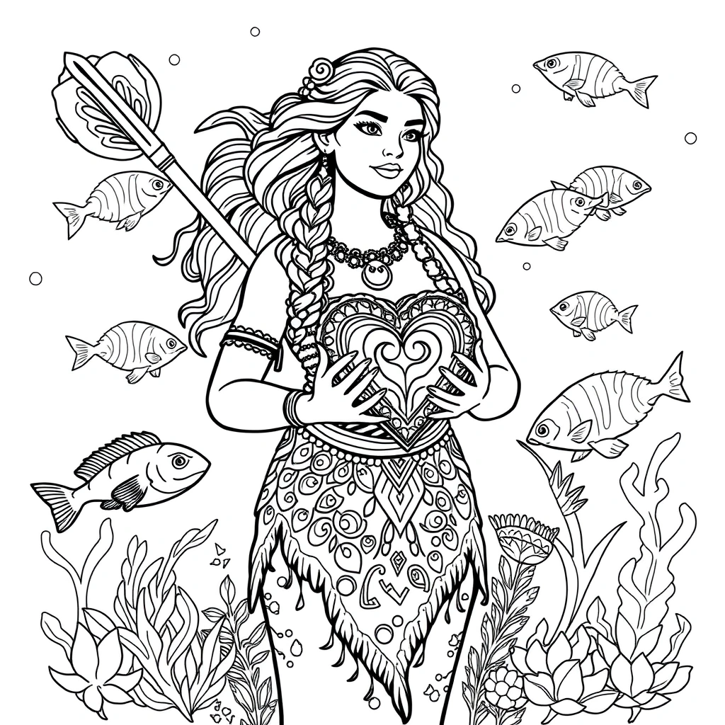 Moana coloring page preview