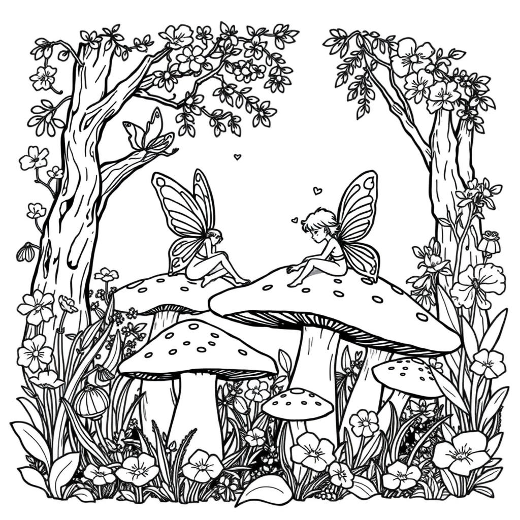 Mushroom coloring page preview