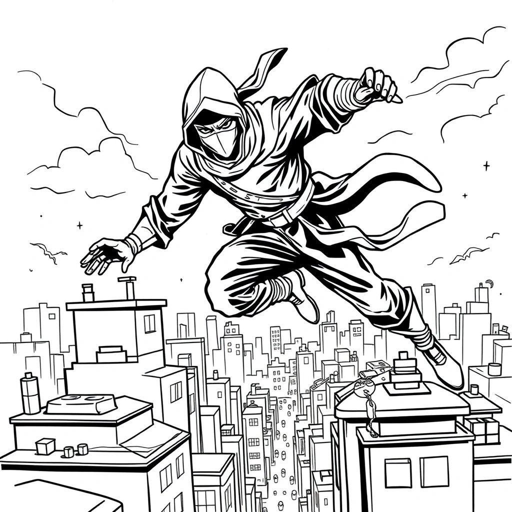 Ninja coloring page preview