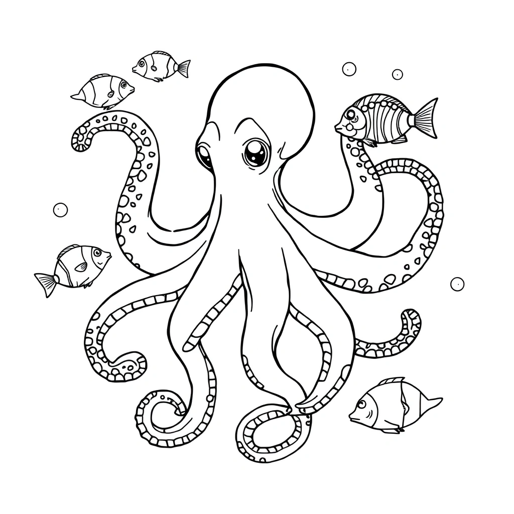 Octopus coloring page preview