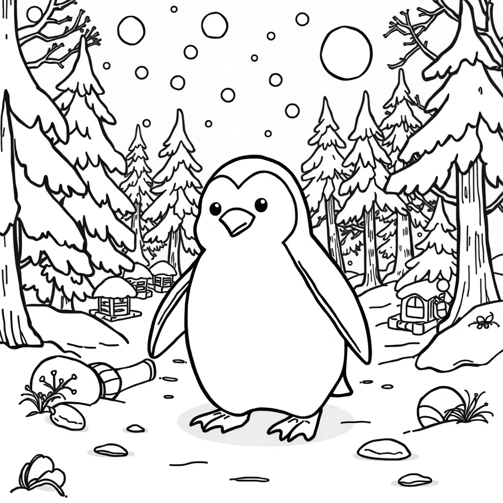 Penguin coloring page preview