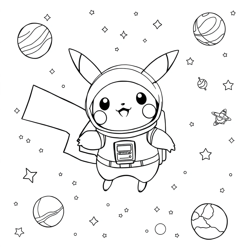 Pikachu coloring page preview