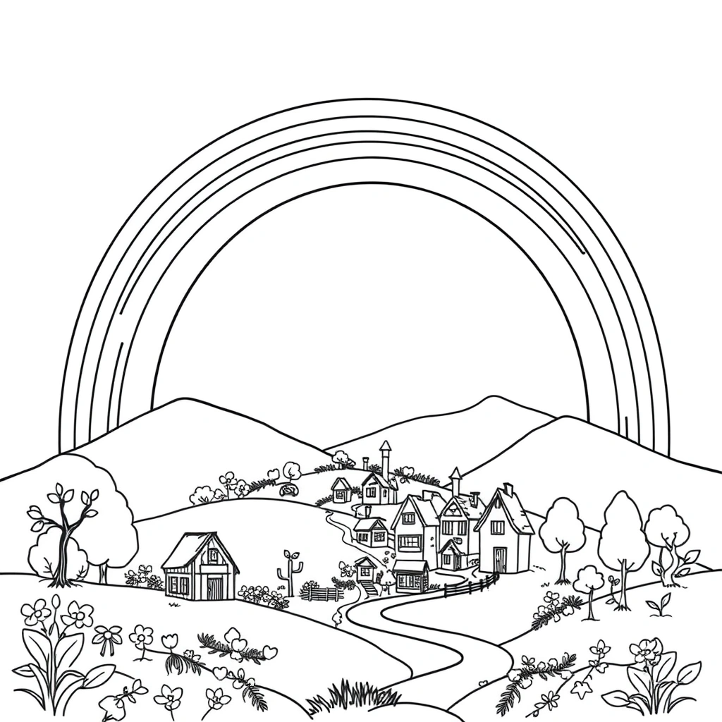 Rainbow coloring page preview