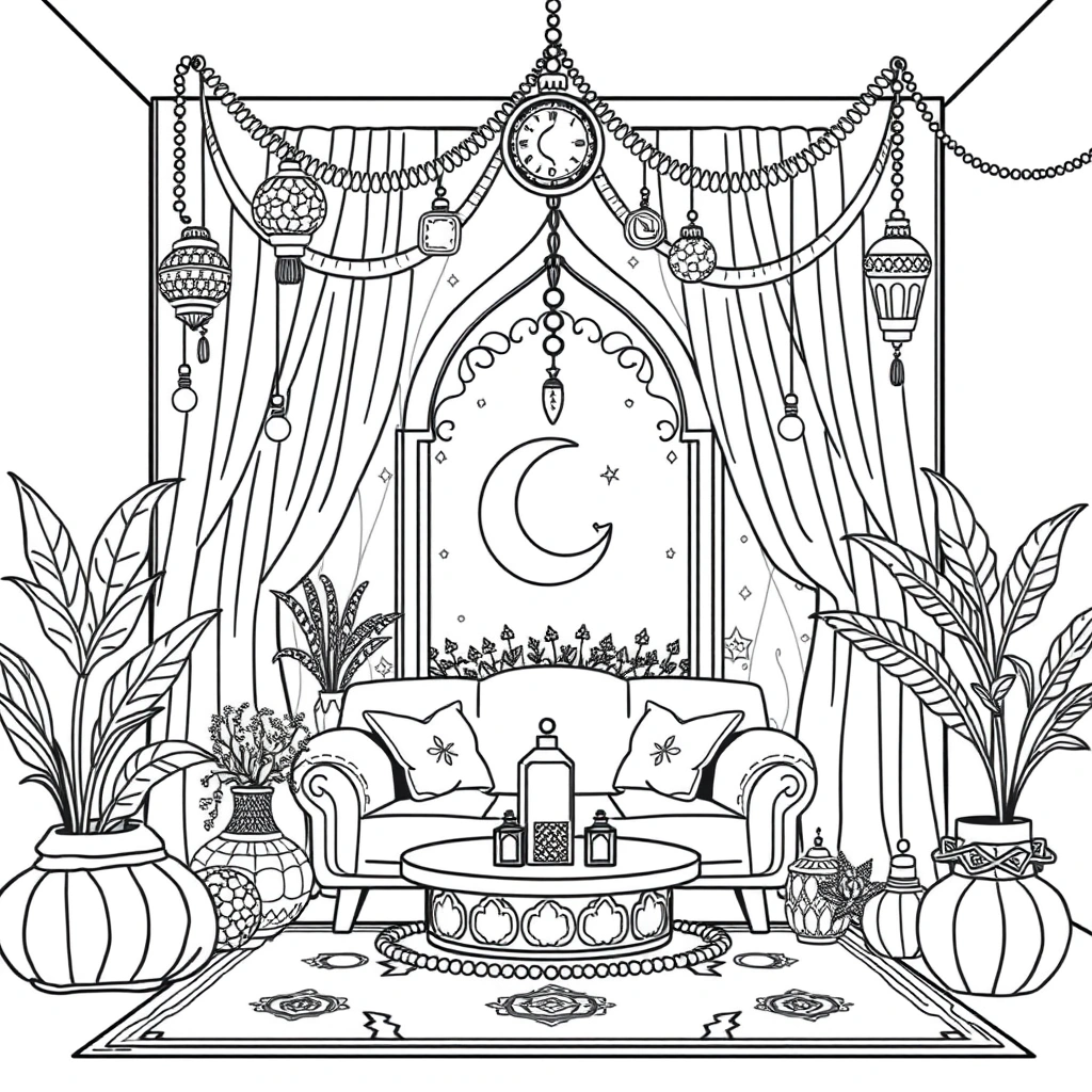 Ramadan coloring page preview