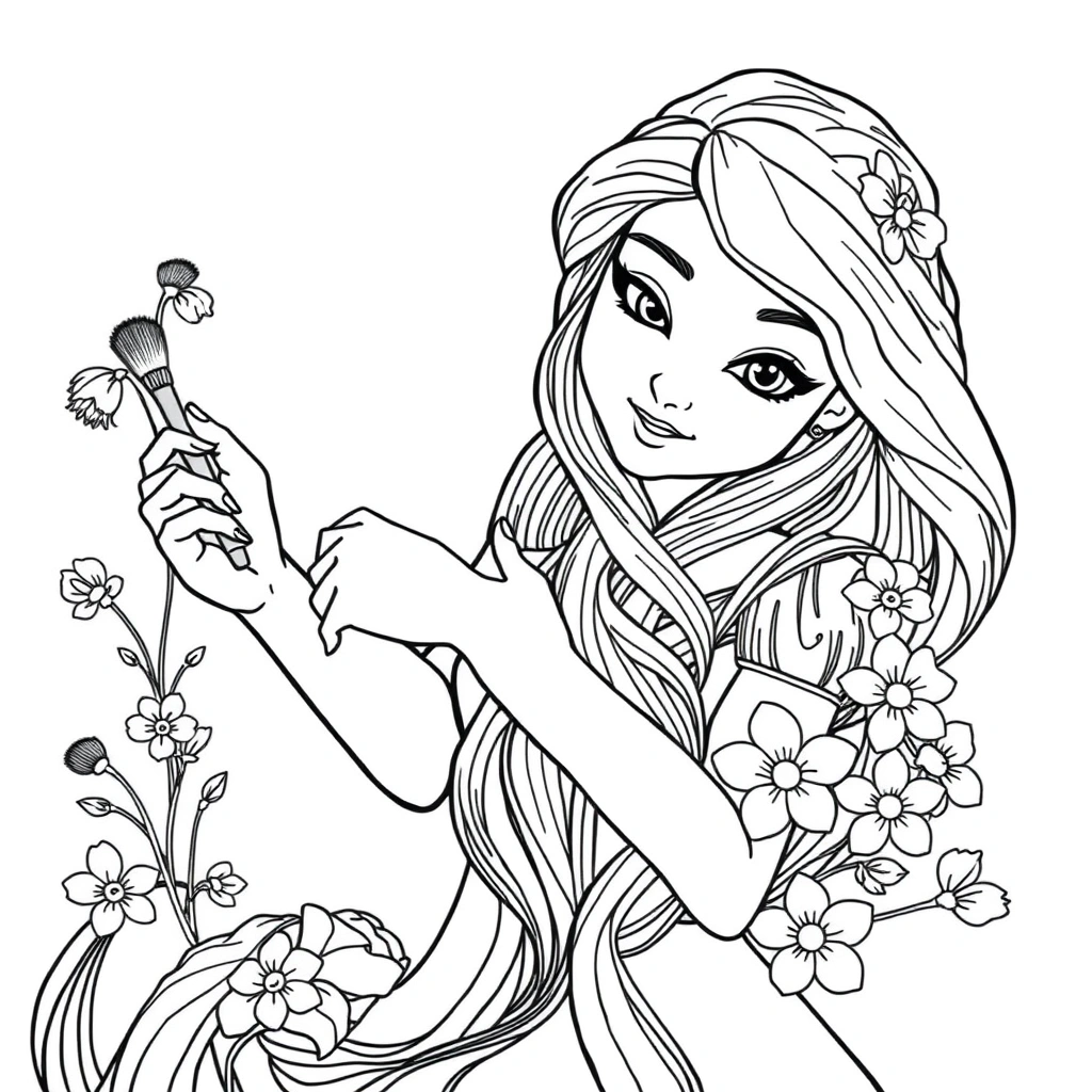 Rapunzel coloring page preview