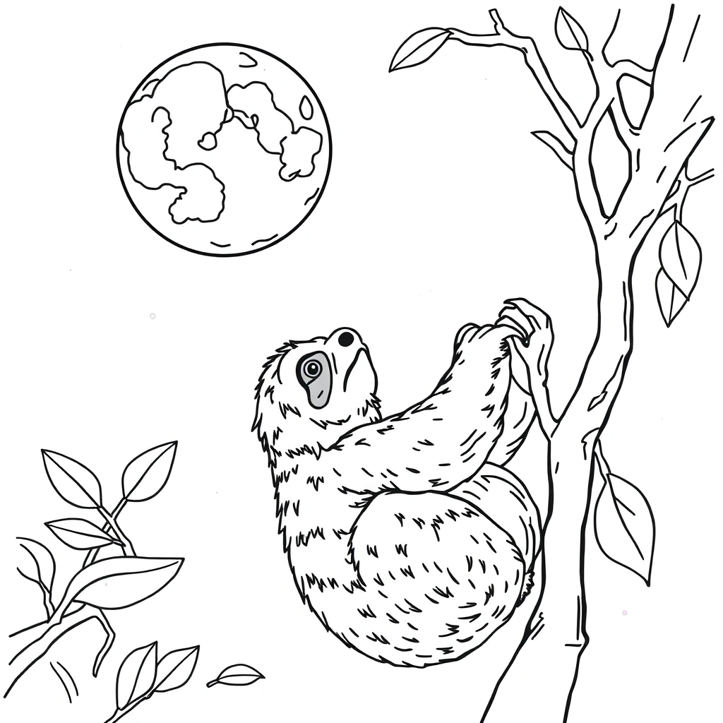 Sloth coloring page preview