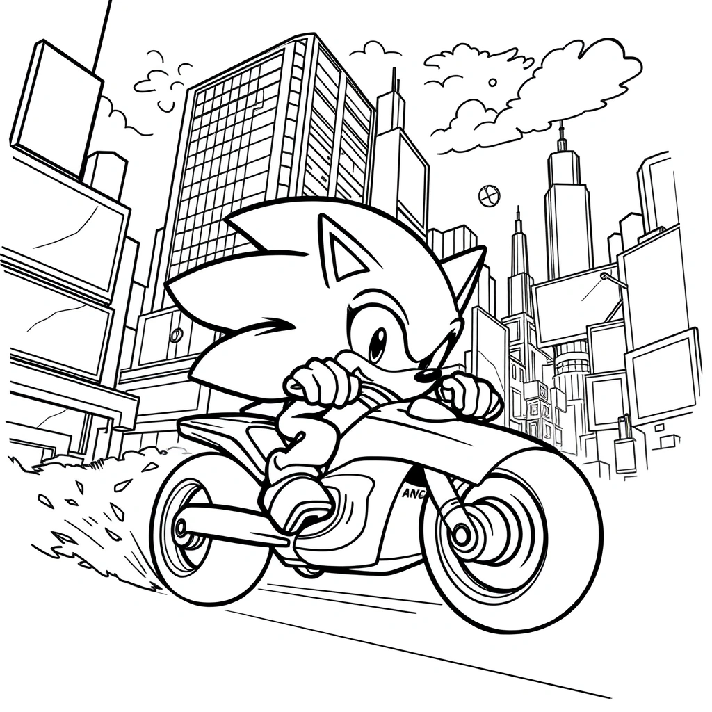 Sonic coloring page preview