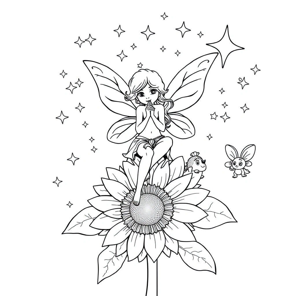 Sunflower coloring page preview