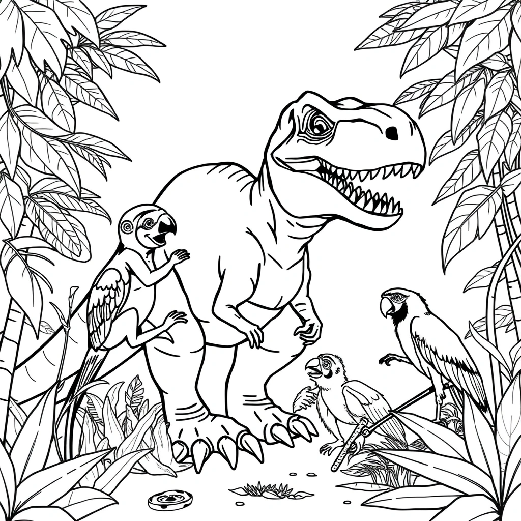 T Rex coloring page preview