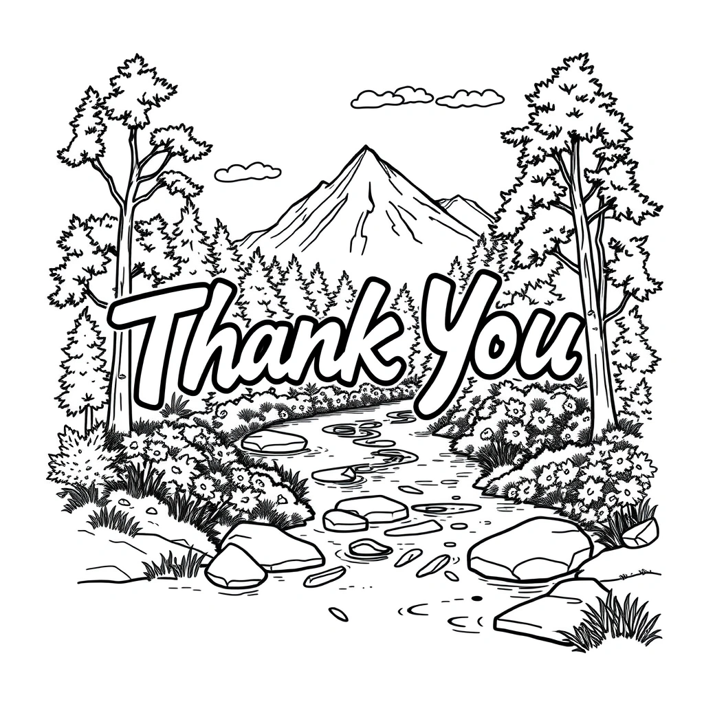 Thank You coloring page preview