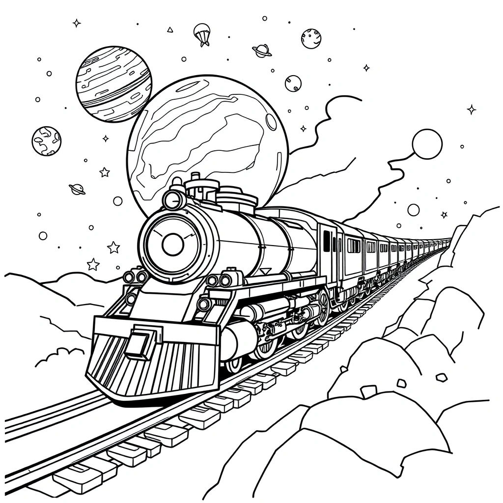 Train coloring page preview