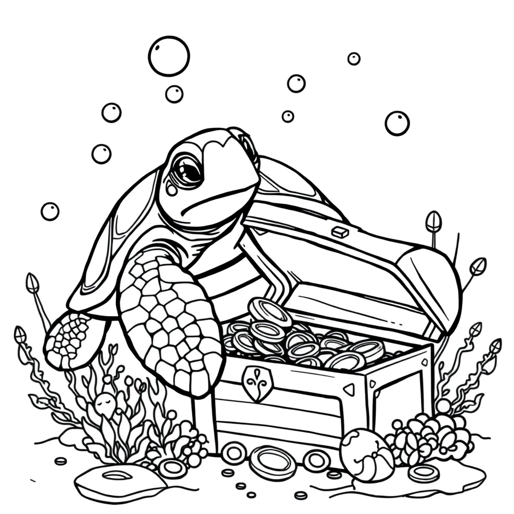 Turtle coloring page preview