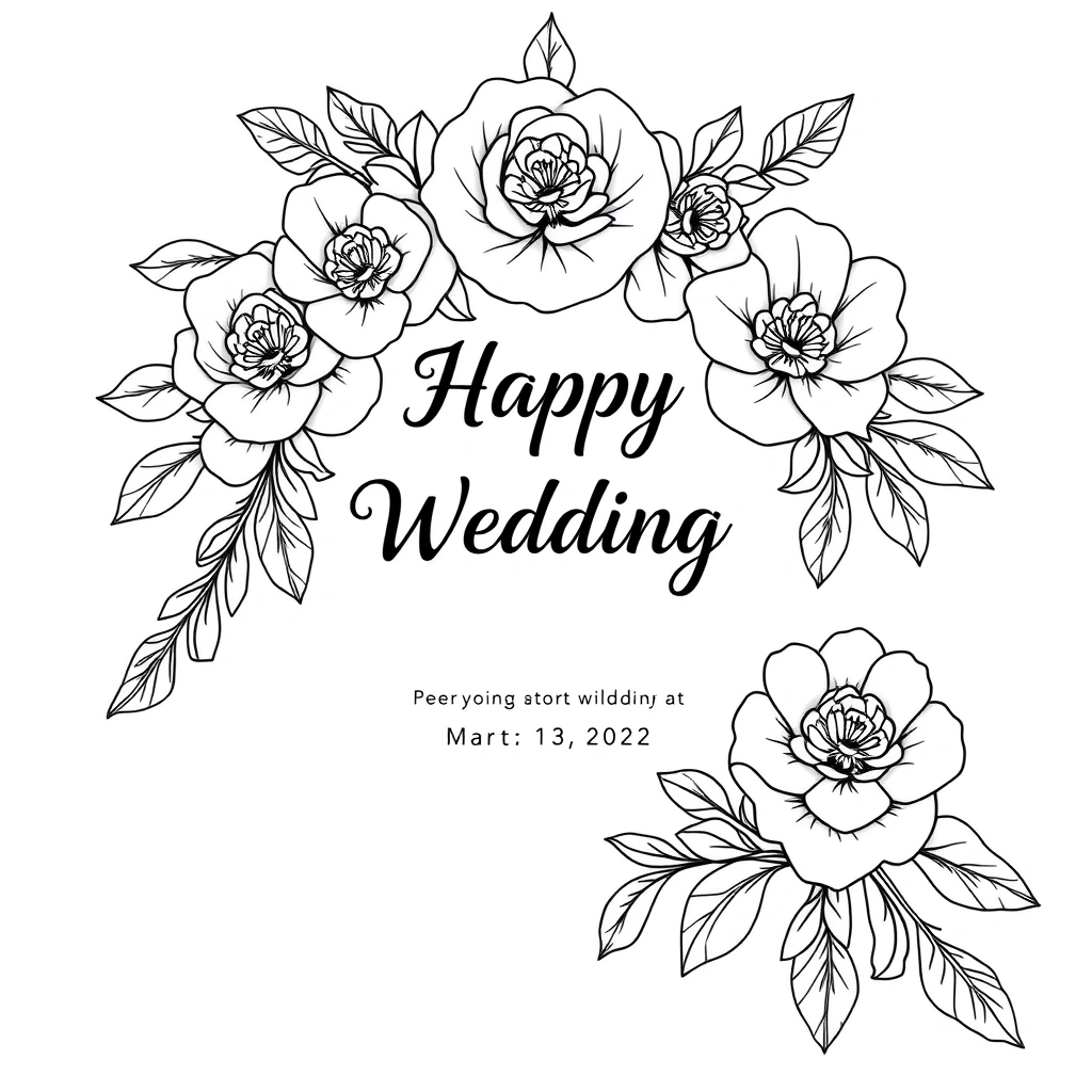 Wedding coloring page preview