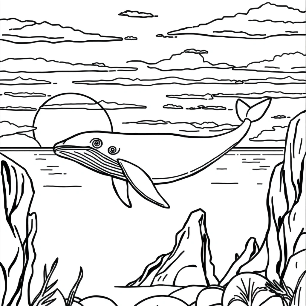 Whale coloring page preview