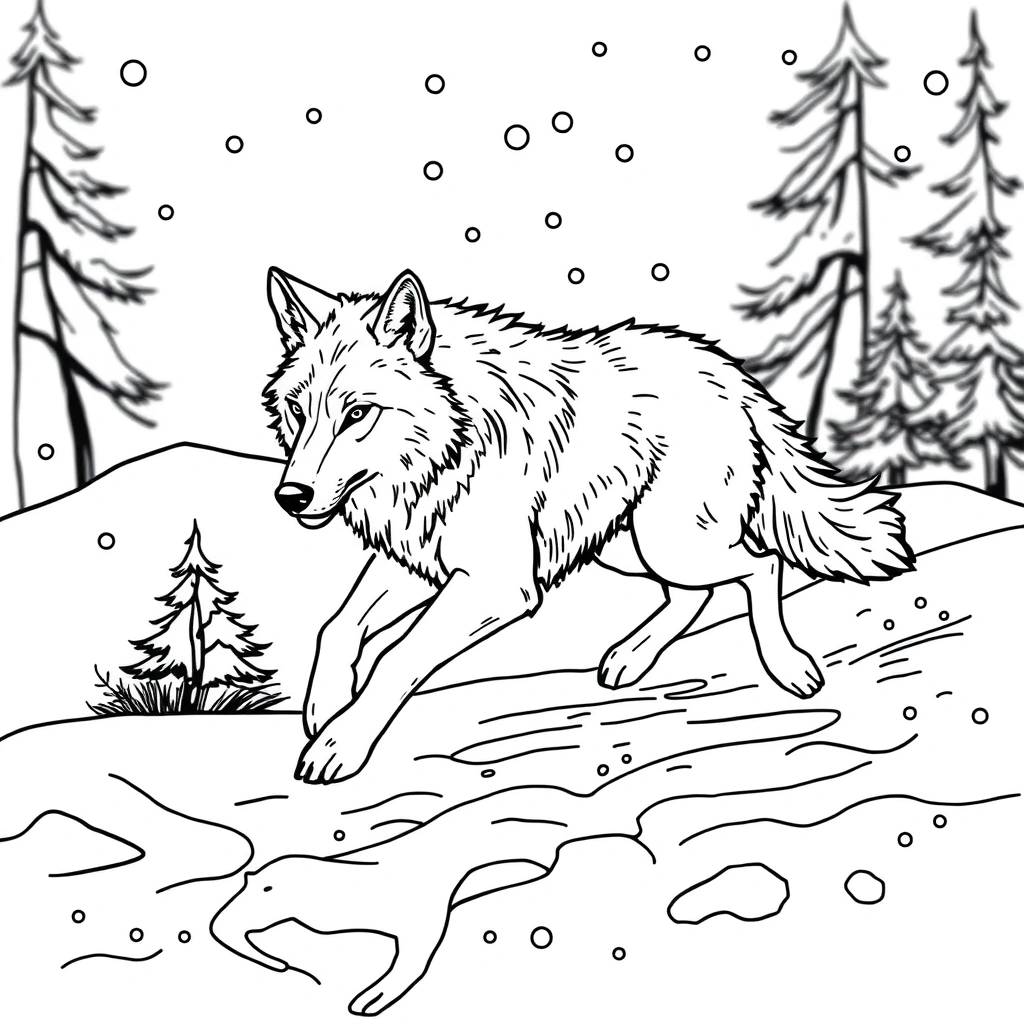 Wolf coloring page preview